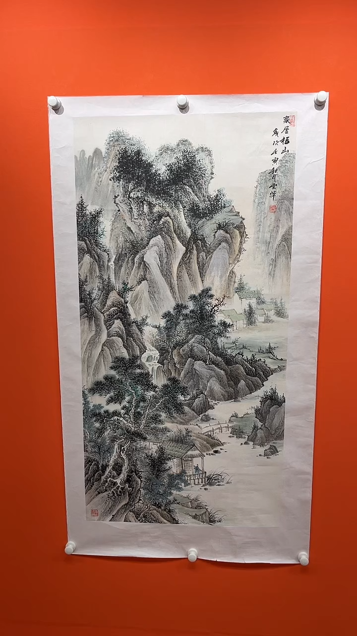 国画张广恩青花31-7山水小6尺