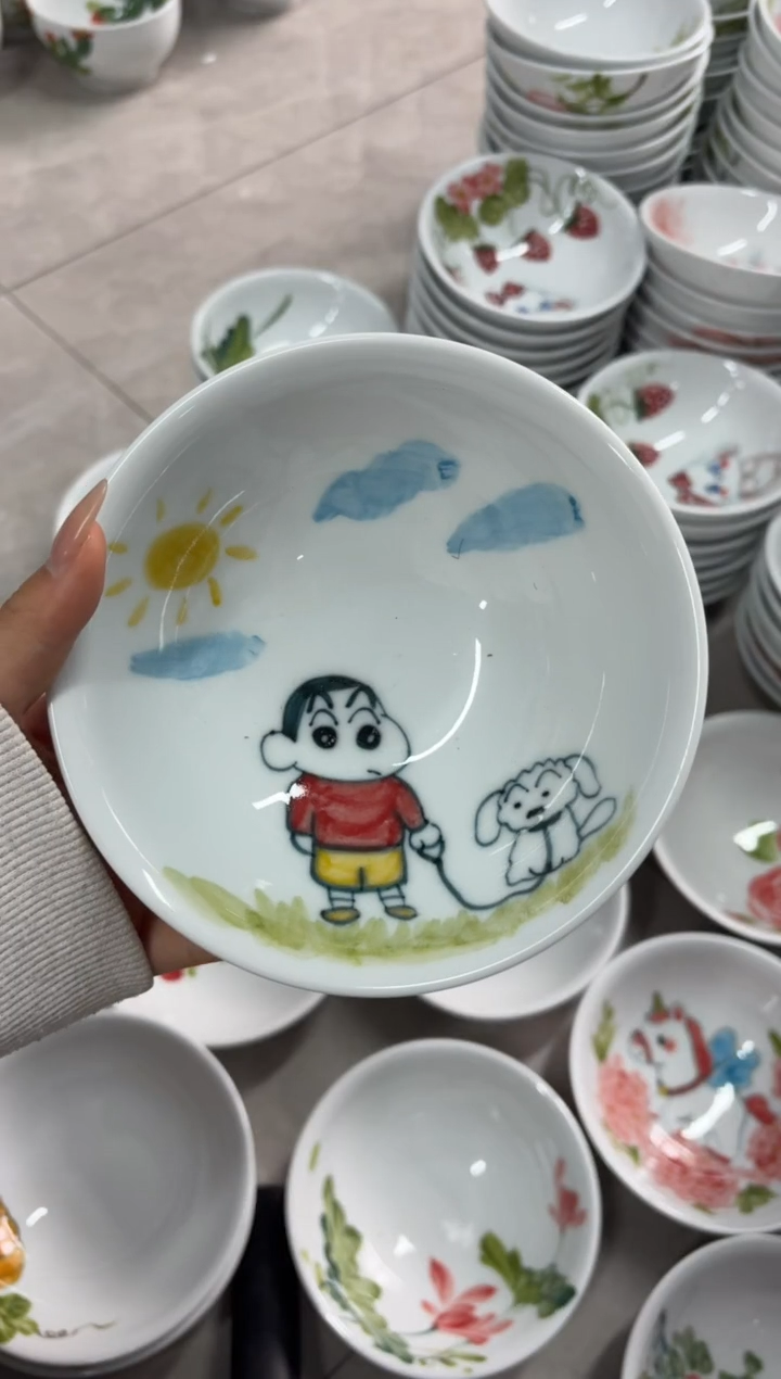 瓷片景德镇高温陶瓷食品级手绘釉中彩-壮壮碗