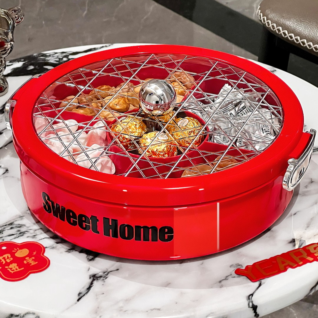 BSD水果盘客厅家用果盘高端精致高颜值密封过年糖果盘新年干果盘