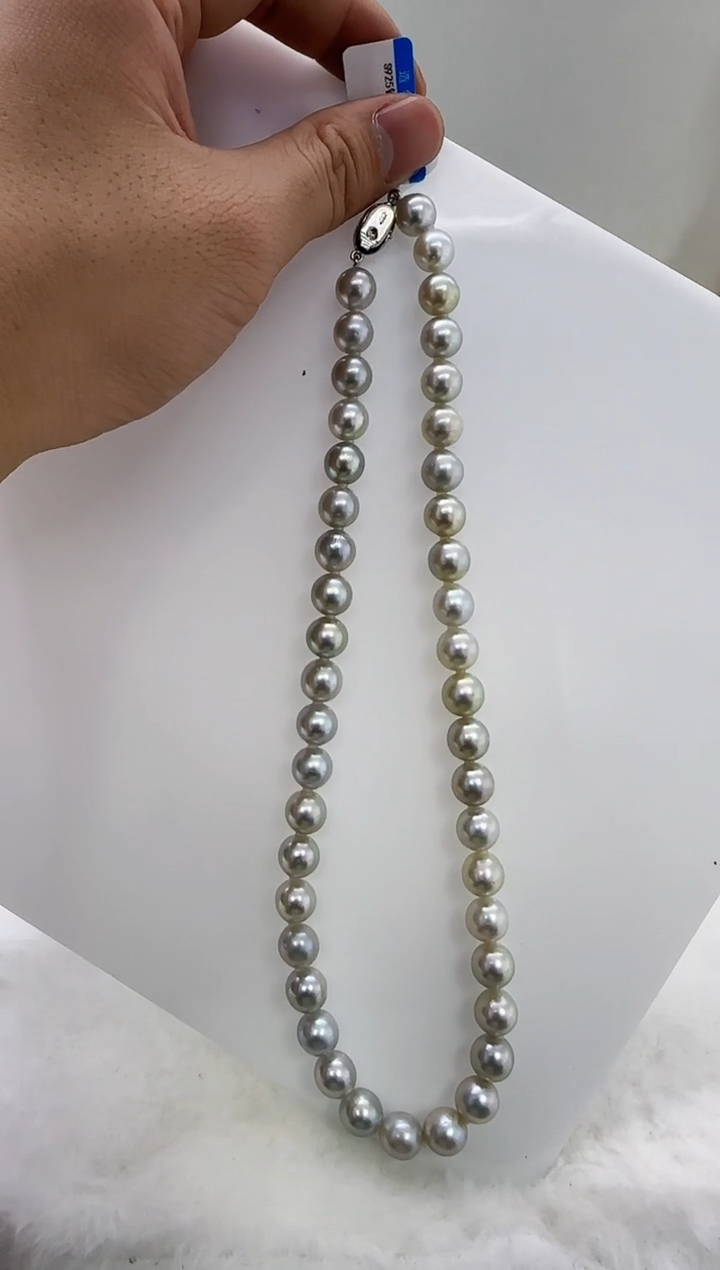 【闪购商品】海水珍珠DA银S925镶嵌t512 灰珠串9