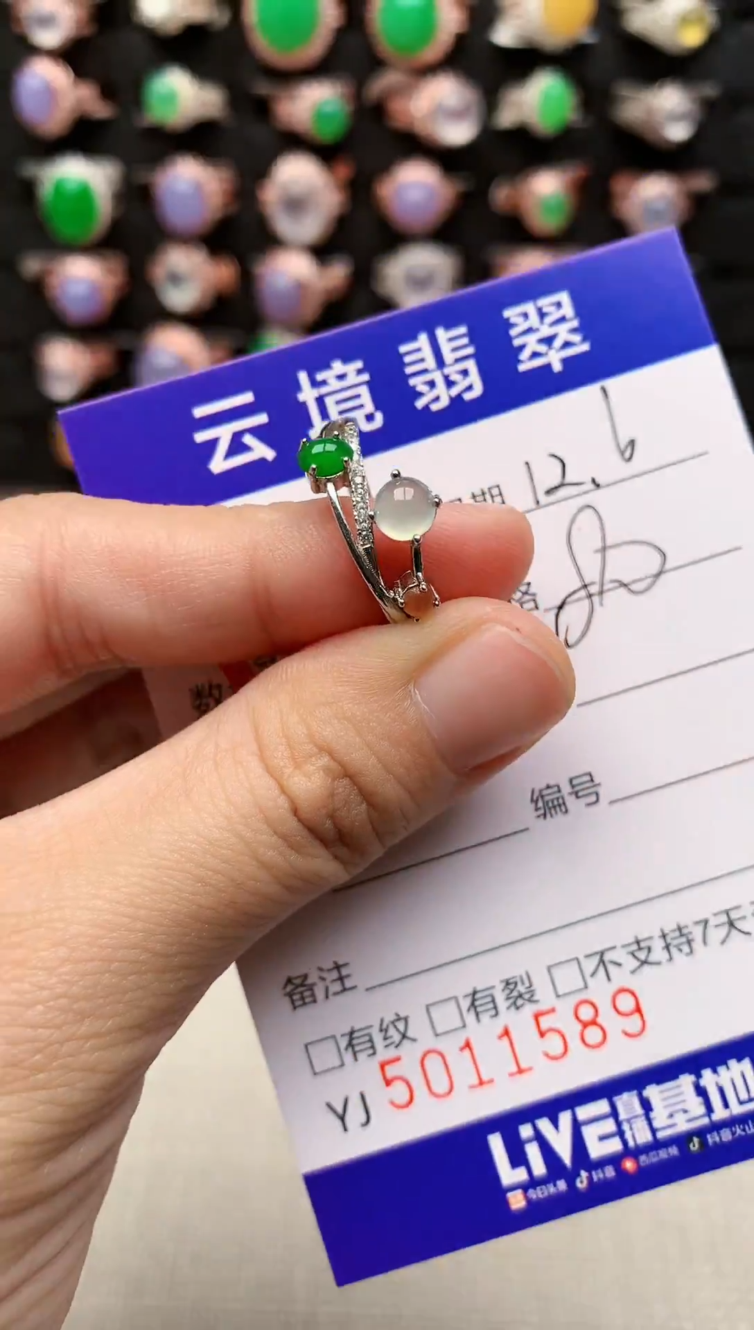 银S925镶嵌戒指翡翠1589