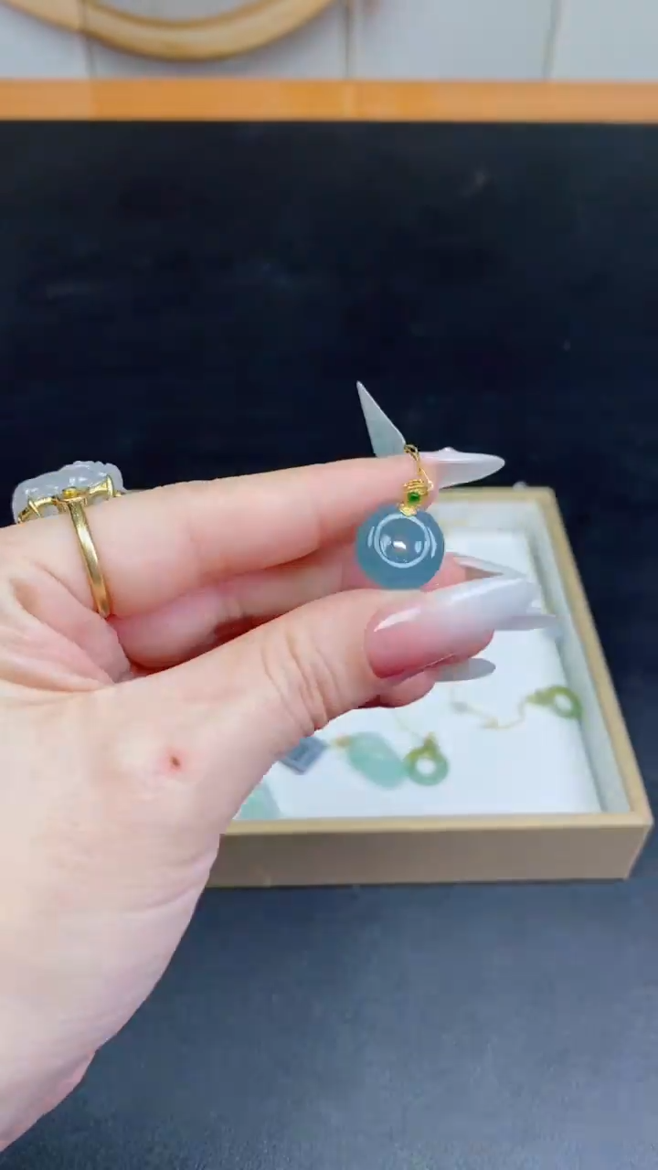 【闪购商品】翡翠挂件18K金镶嵌平安扣多人@@A37-2