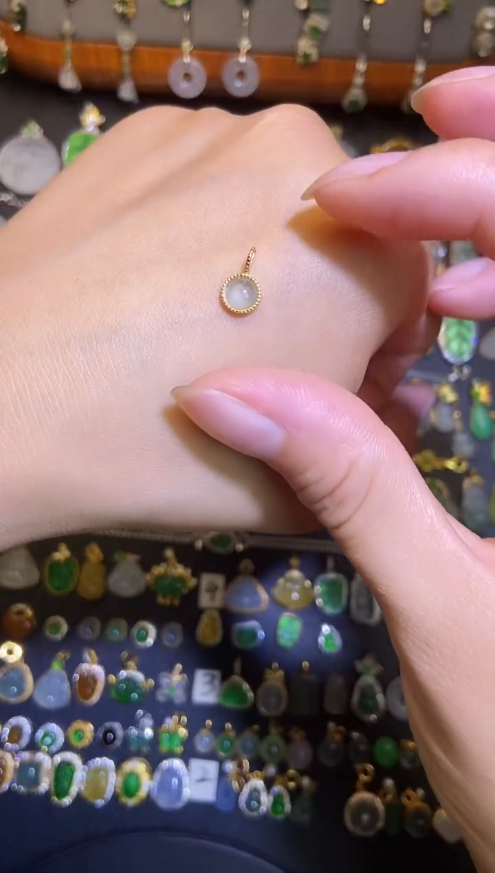 翡翠银S925镶嵌吊坠(不含链)天然A货翡翠