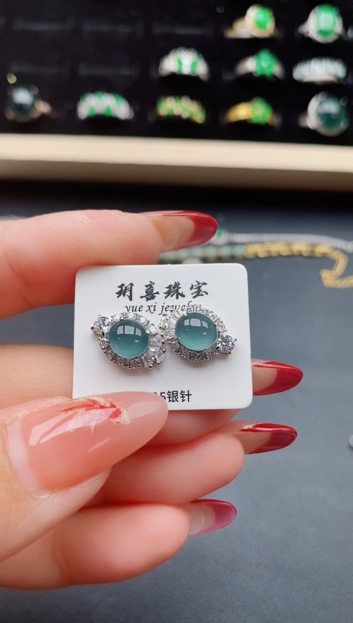 【闪购商品】翡翠耳饰银S925镶嵌585005