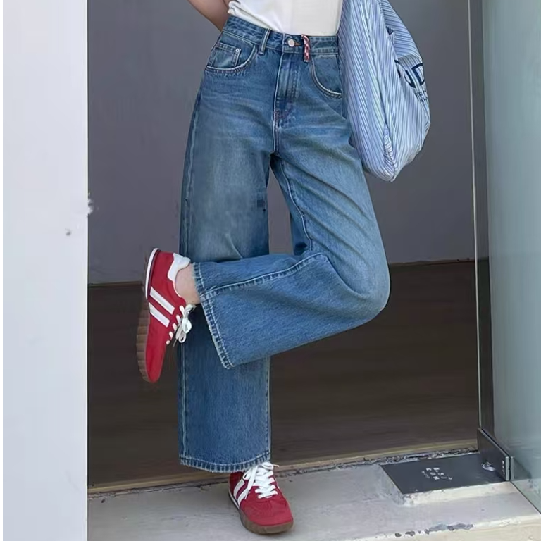 SU【518】代83 愫蕊 森调系列无弹阔腿设计款直筒牛仔裤~