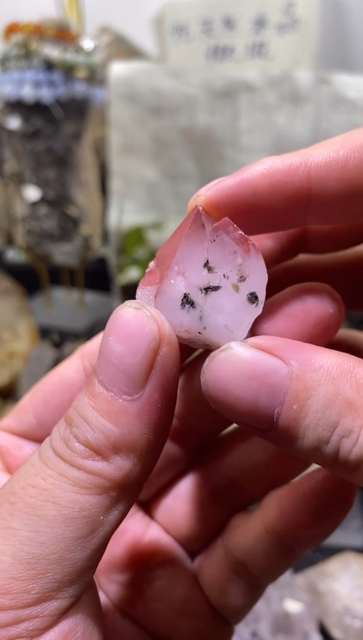 水晶珠宝半成品未镶嵌17号超七粉红色花园+绿帘