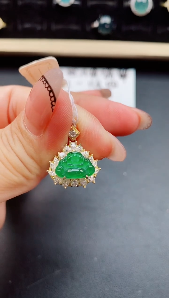 翡翠银S925镶嵌吊坠(赠链)0850