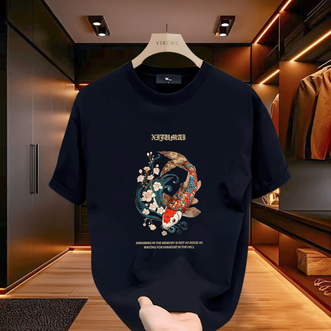 重磅240克夏季新款男士短袖恤大码宽松圆领轻奢休闲百搭半袖