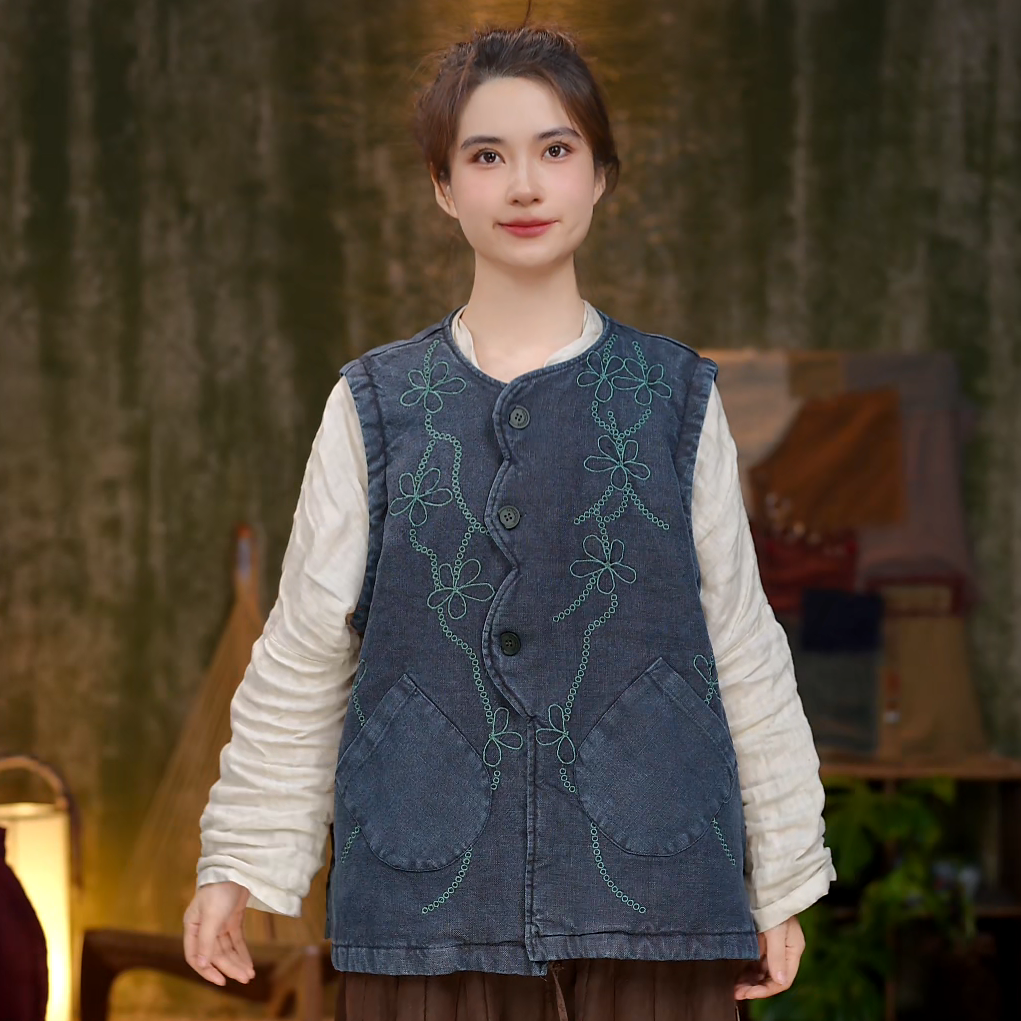 25AW28衣长65胸围130背心常规款森系女装秋冬中式复古通用宽松型