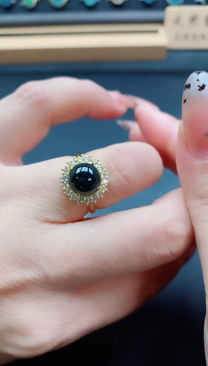 银S925镶嵌戒指翡翠1