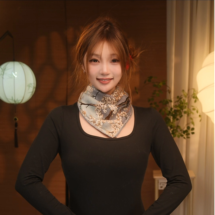 【素梅清韵】双面异色同花真丝羊毛混纺70方巾秋冬款气质时尚百搭