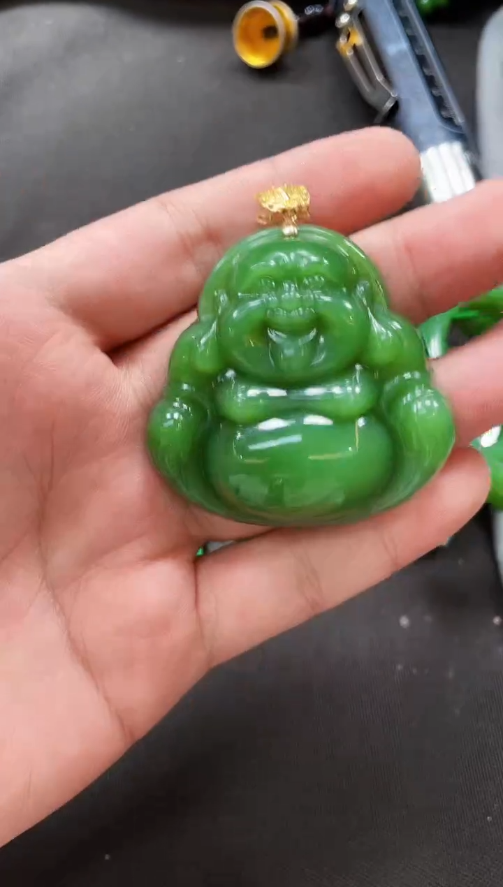 【闪购商品】和田玉吊坠18K金镶嵌多样性发一