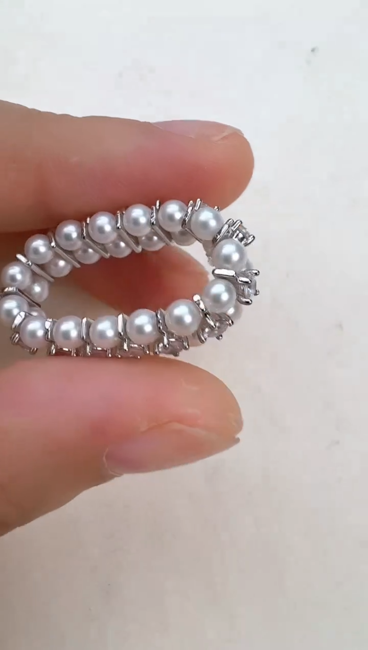 未镶嵌戒指淡水珍珠双层戒指