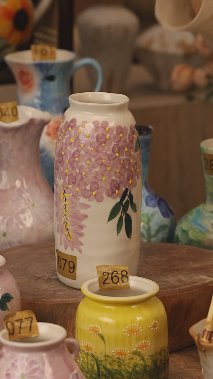 陶瓷景德镇设计师手作花器摆件侘寂风@M079@