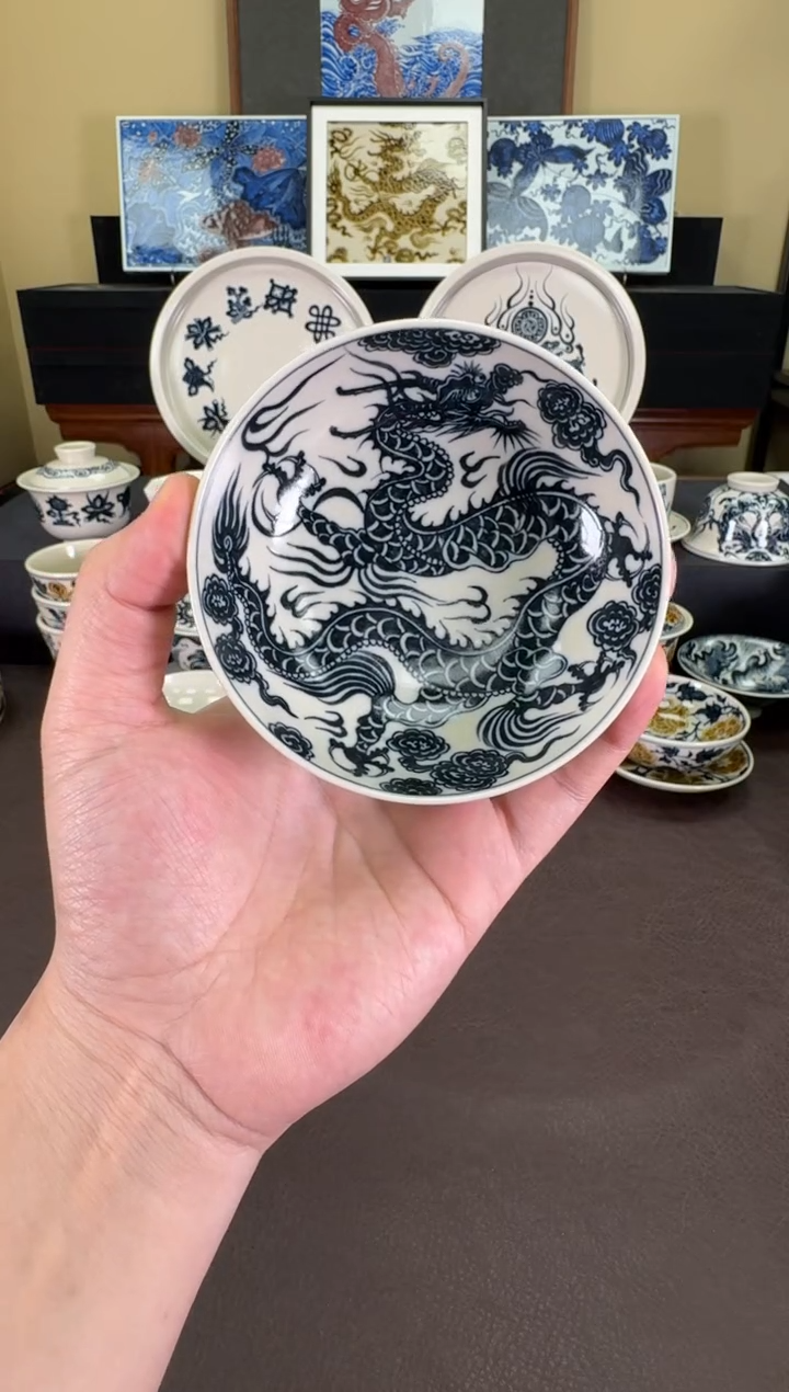 【闪购商品】二号釉1351龙纹普洱杯