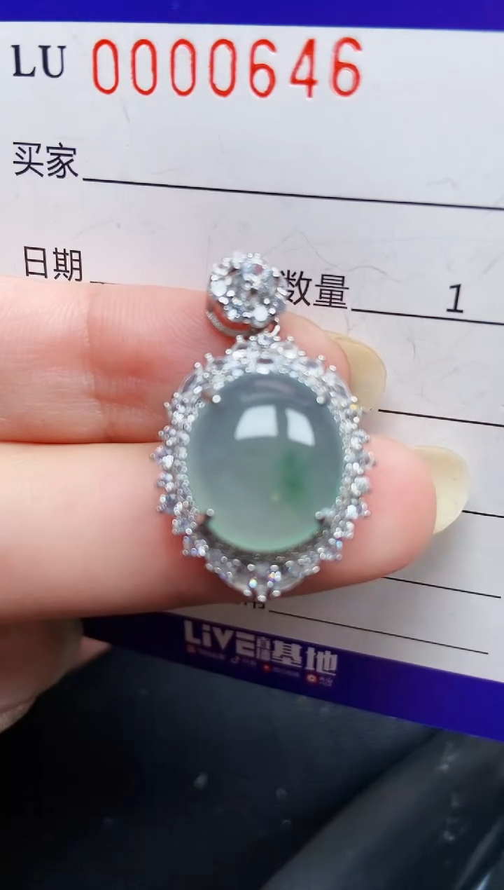 翡翠银S925镶嵌颈饰0646