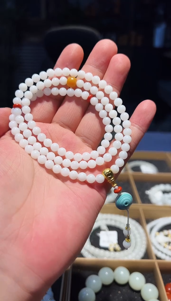 未镶嵌手串和田玉6+108