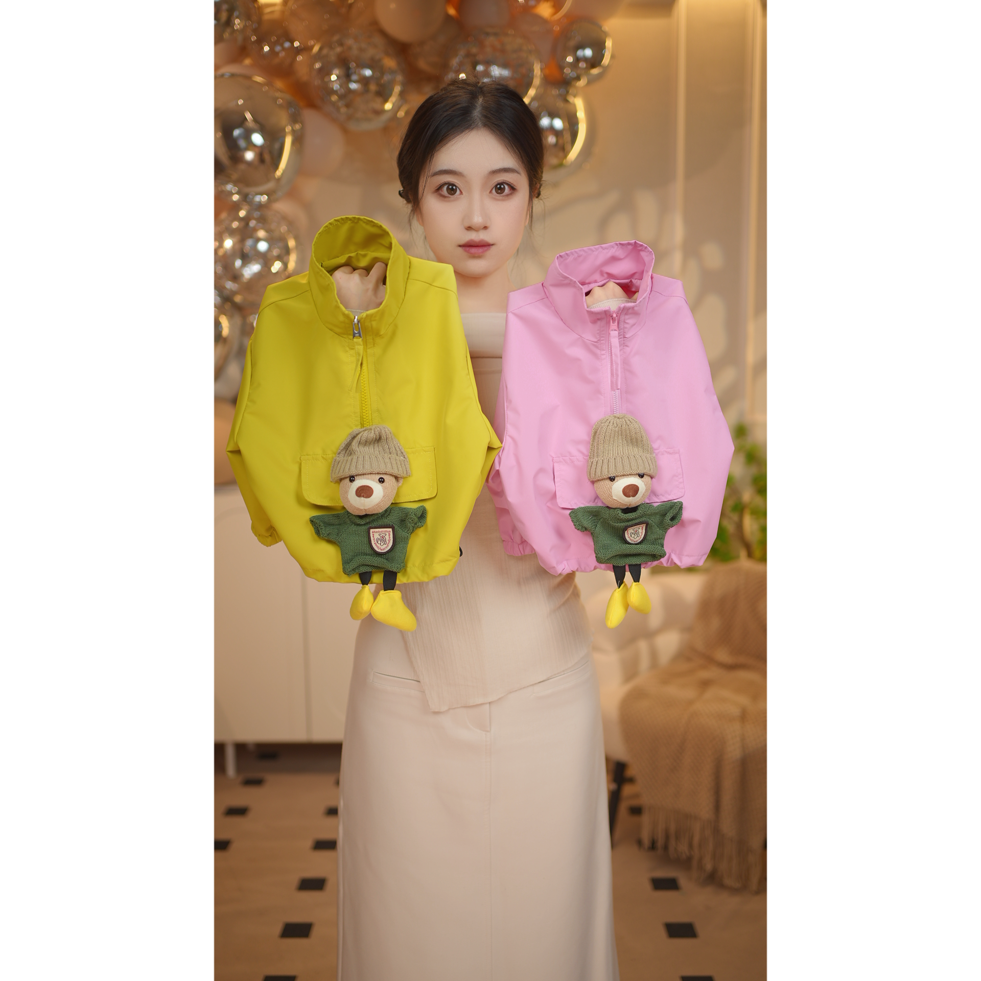 「菲菲原创」草帽小熊儿童春秋套装