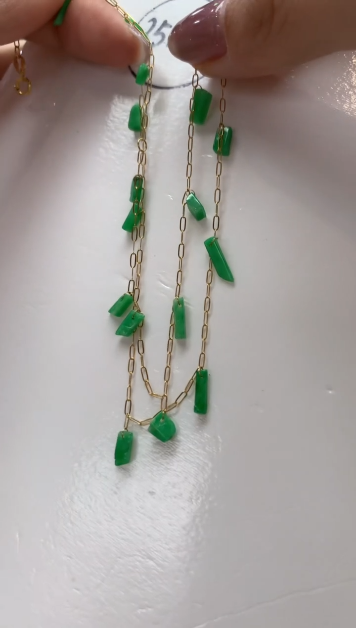 翡翠18K金镶嵌套链套链