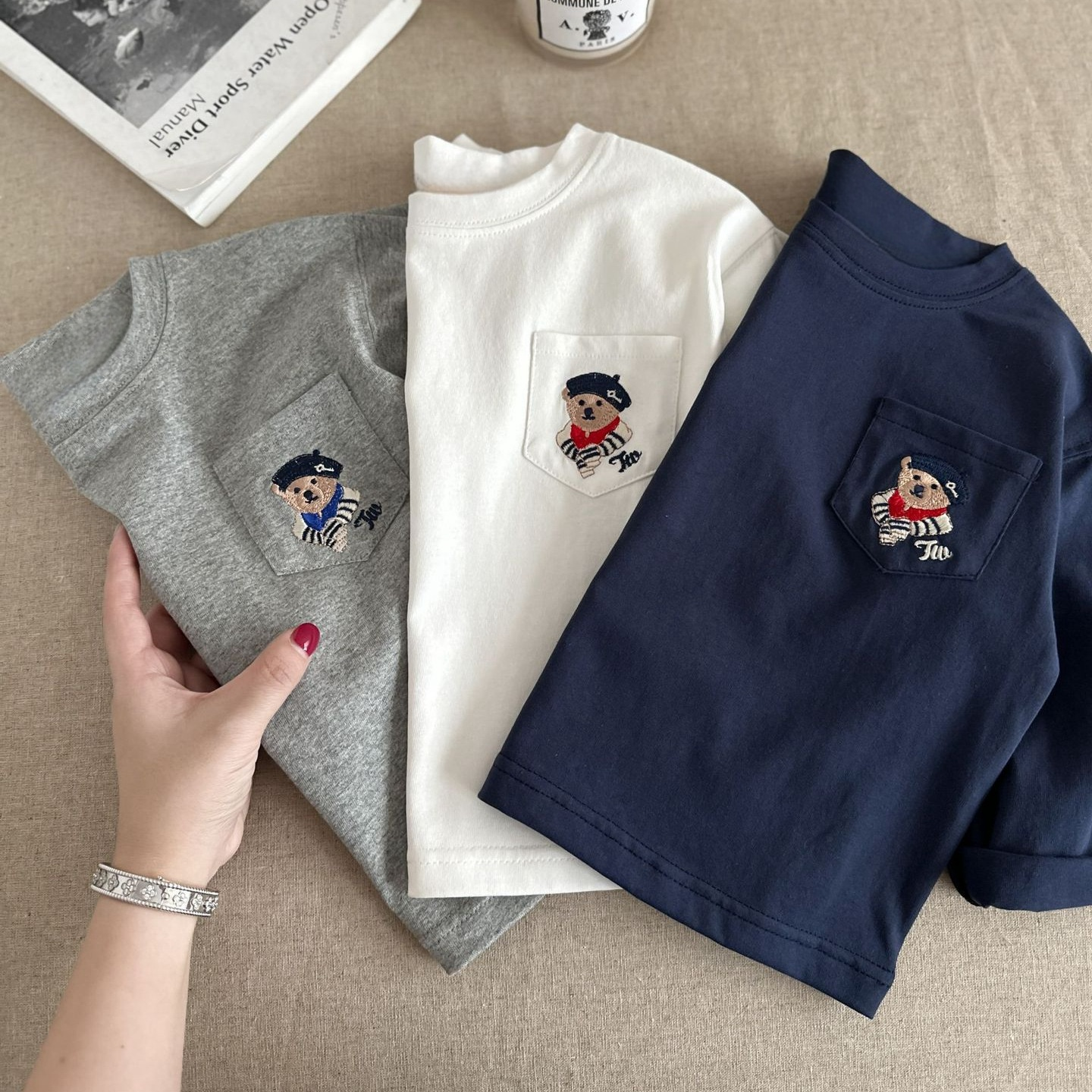 儿童刺绣t恤上衣男童纯棉秋季春款童装长袖t恤中小童装男童女童潮