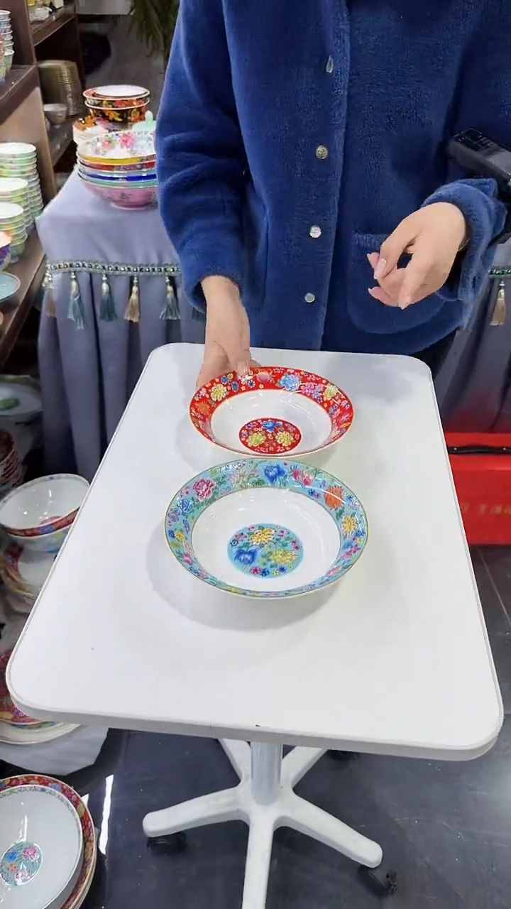 【闪购商品】瓷片7.5英寸 景德镇花口盘混色6个秦坊 