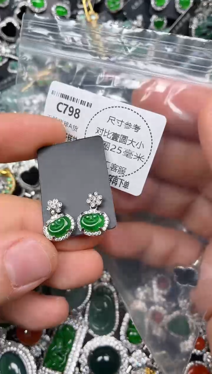 颈饰未镶嵌翡翠C798耳钉