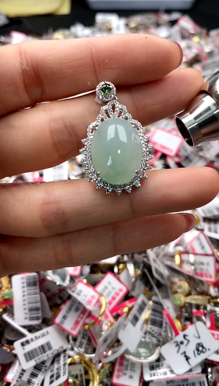 【闪购商品】翡翠戒指银S925镶嵌66666666     5