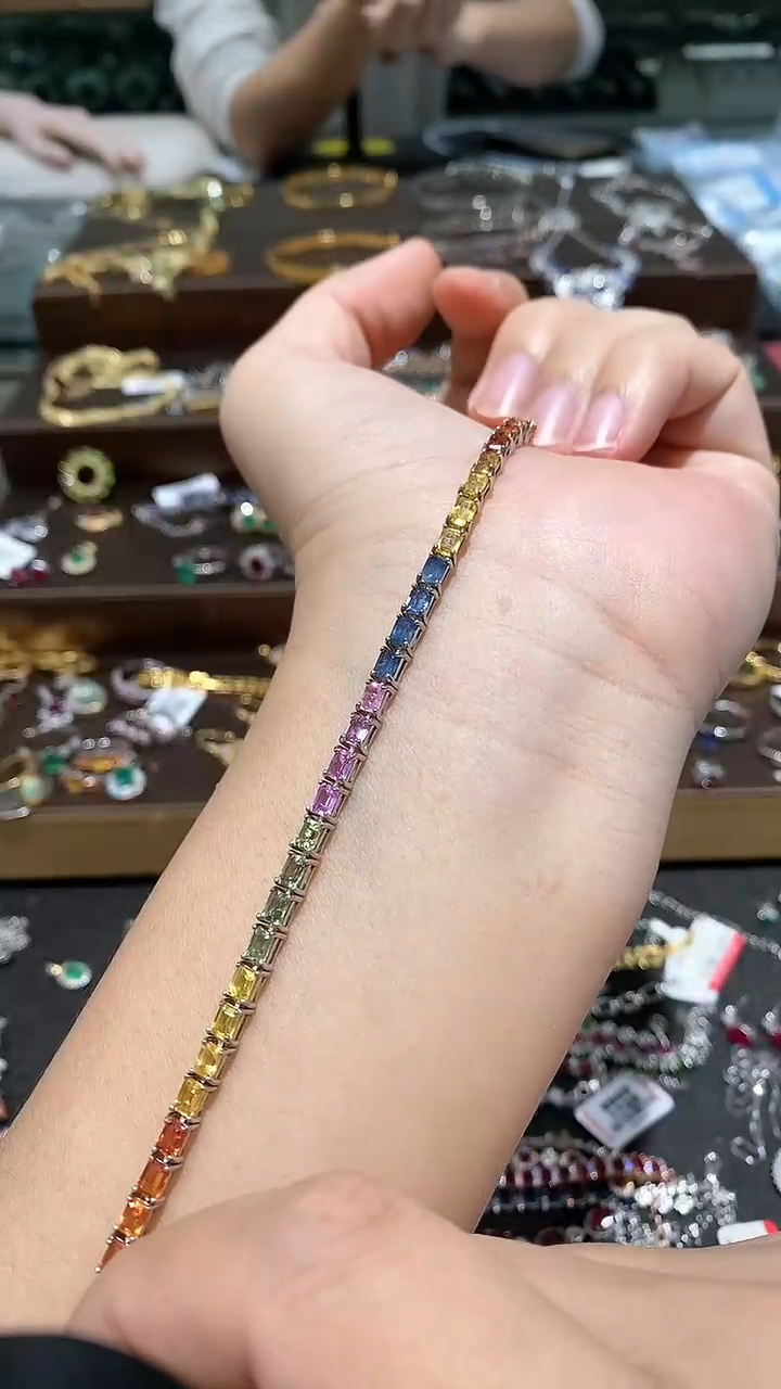 【闪购商品】蓝宝石手链银S925镶嵌手链