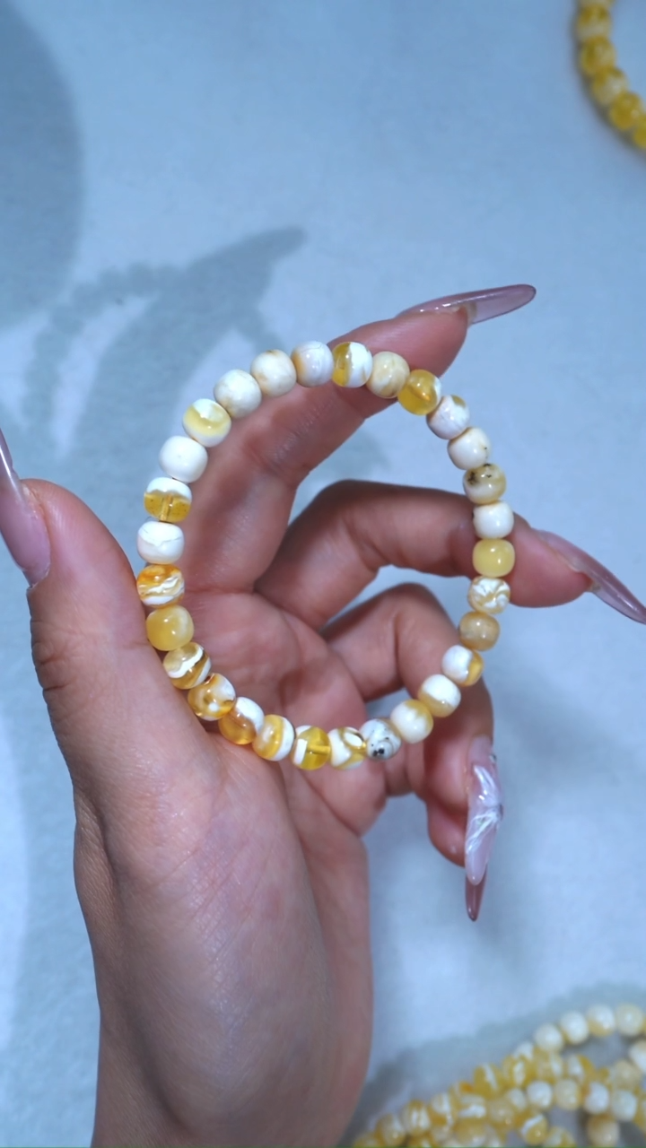 【闪购商品】蜜蜡手链未镶嵌典藏级7mm金漆白奥利奥