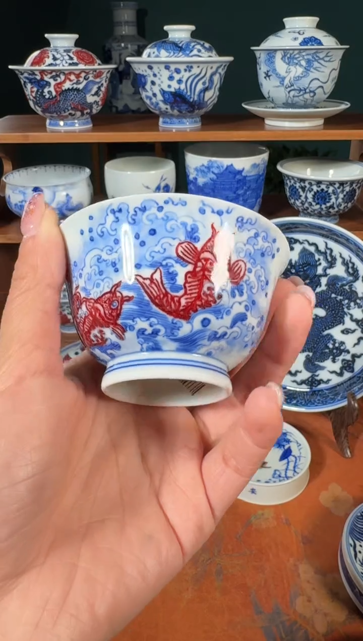 【闪购商品】杯永明尚玩鲤鱼跃龙门撇口杯