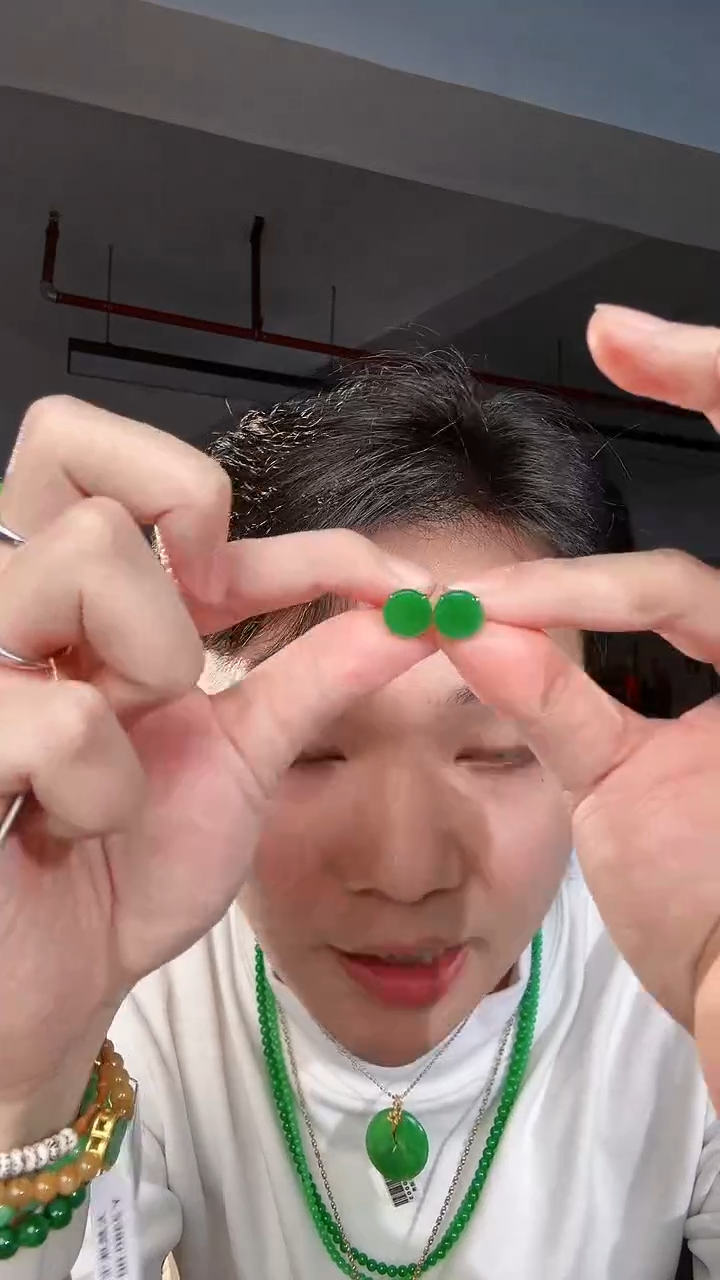 【闪购商品】翡翠耳饰18K金镶嵌缅料A货翡翠/支持复检/一件