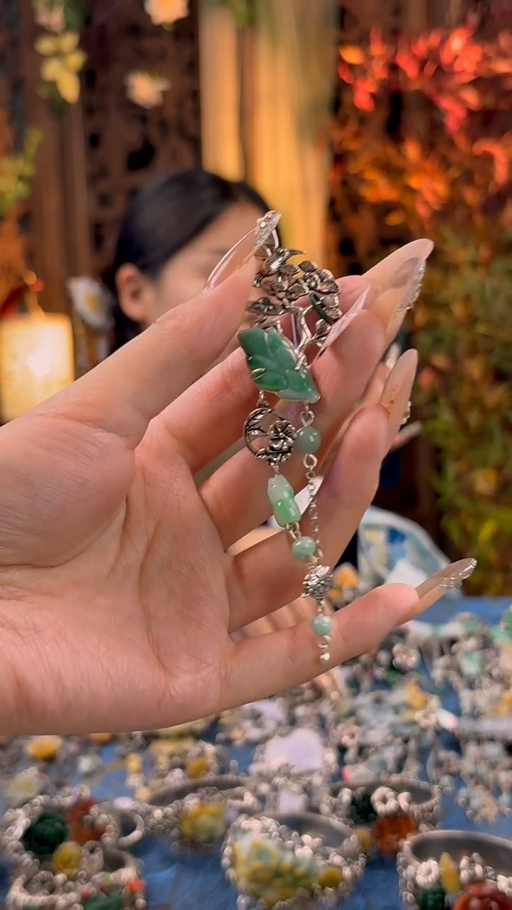 银S925镶嵌挂件翡翠胸针