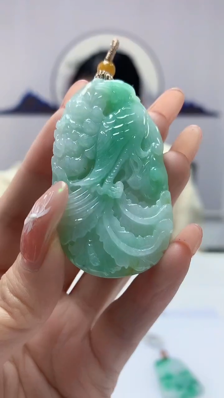 【闪购商品】定制翡翠未镶嵌0405DD-毛货挂件凤凰152