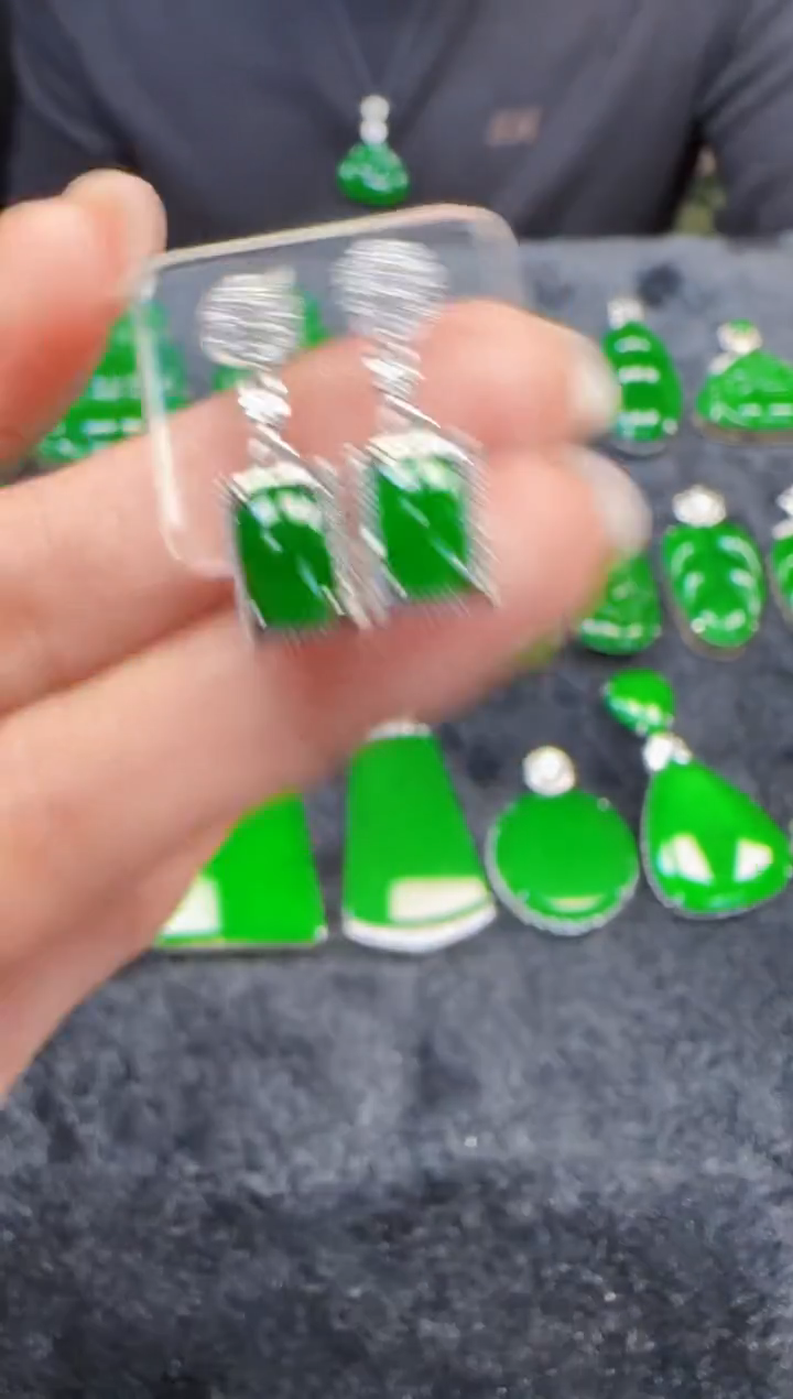 未镶嵌定制翡翠翡翠耳环163