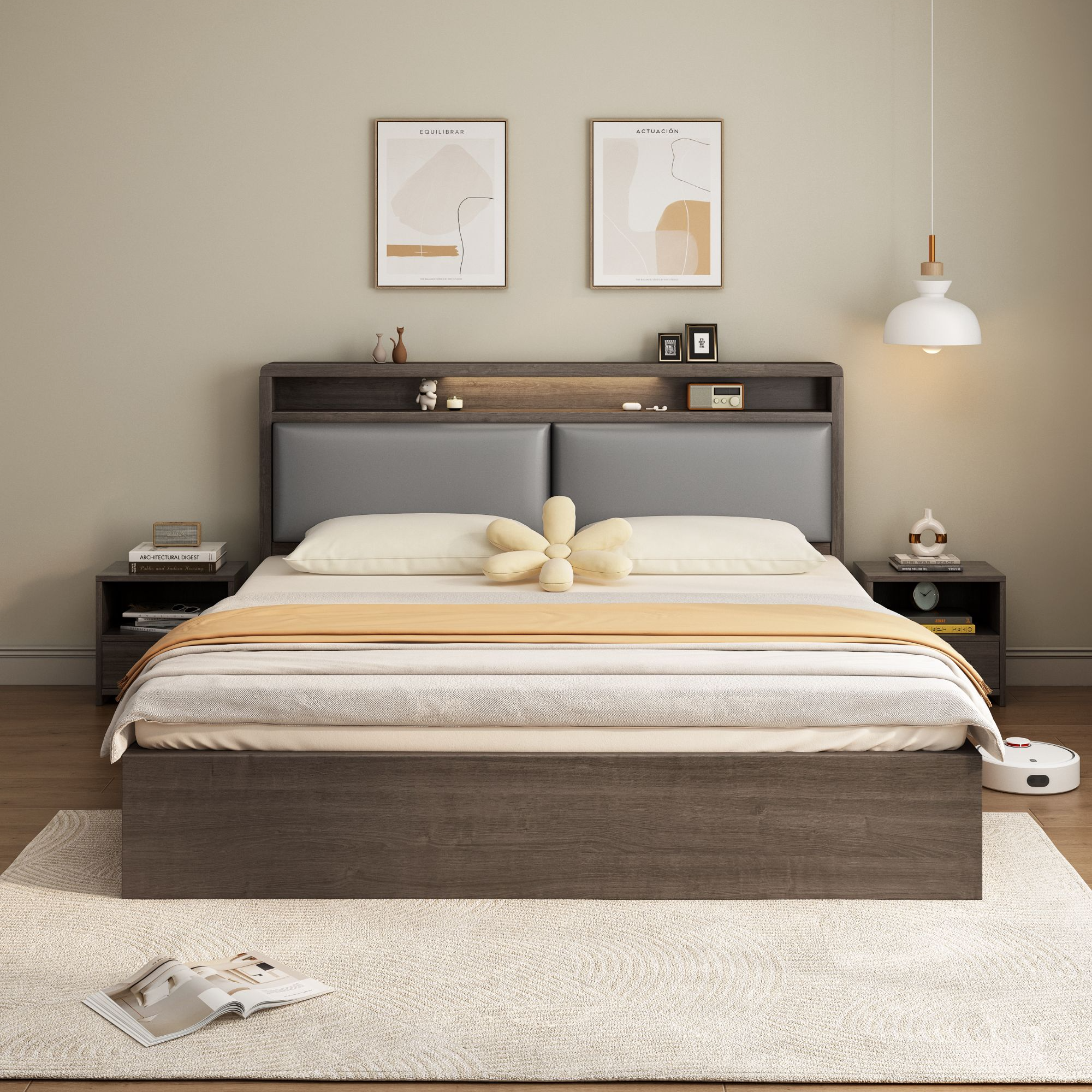 【包安装】实木床现代简约1.5米床双人床家用主卧1.8实木床儿童床