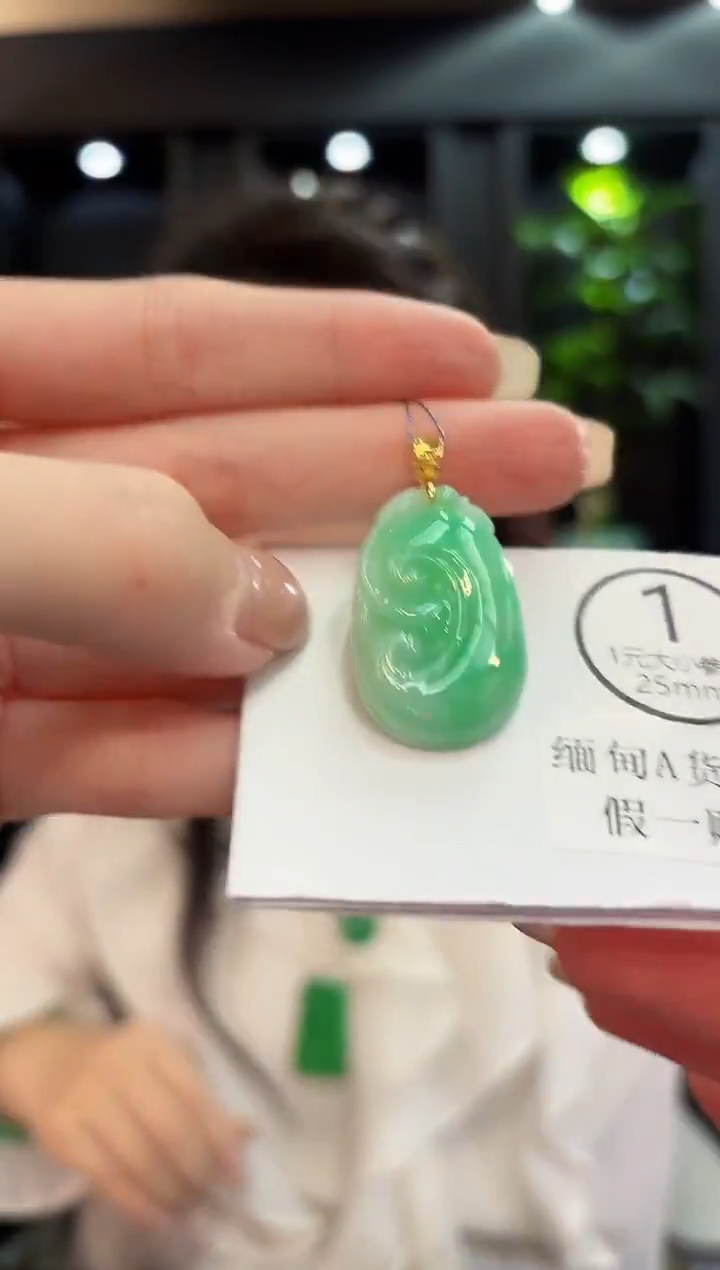 颈饰18K金镶嵌翡翠 缅料A货/支持复检/一件