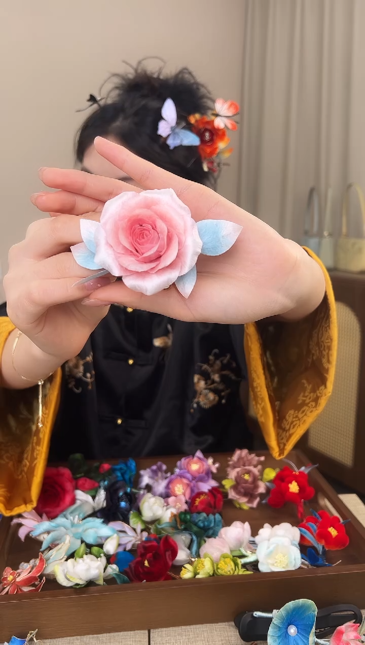 刺绣Y*—粉色玫瑰花边夹