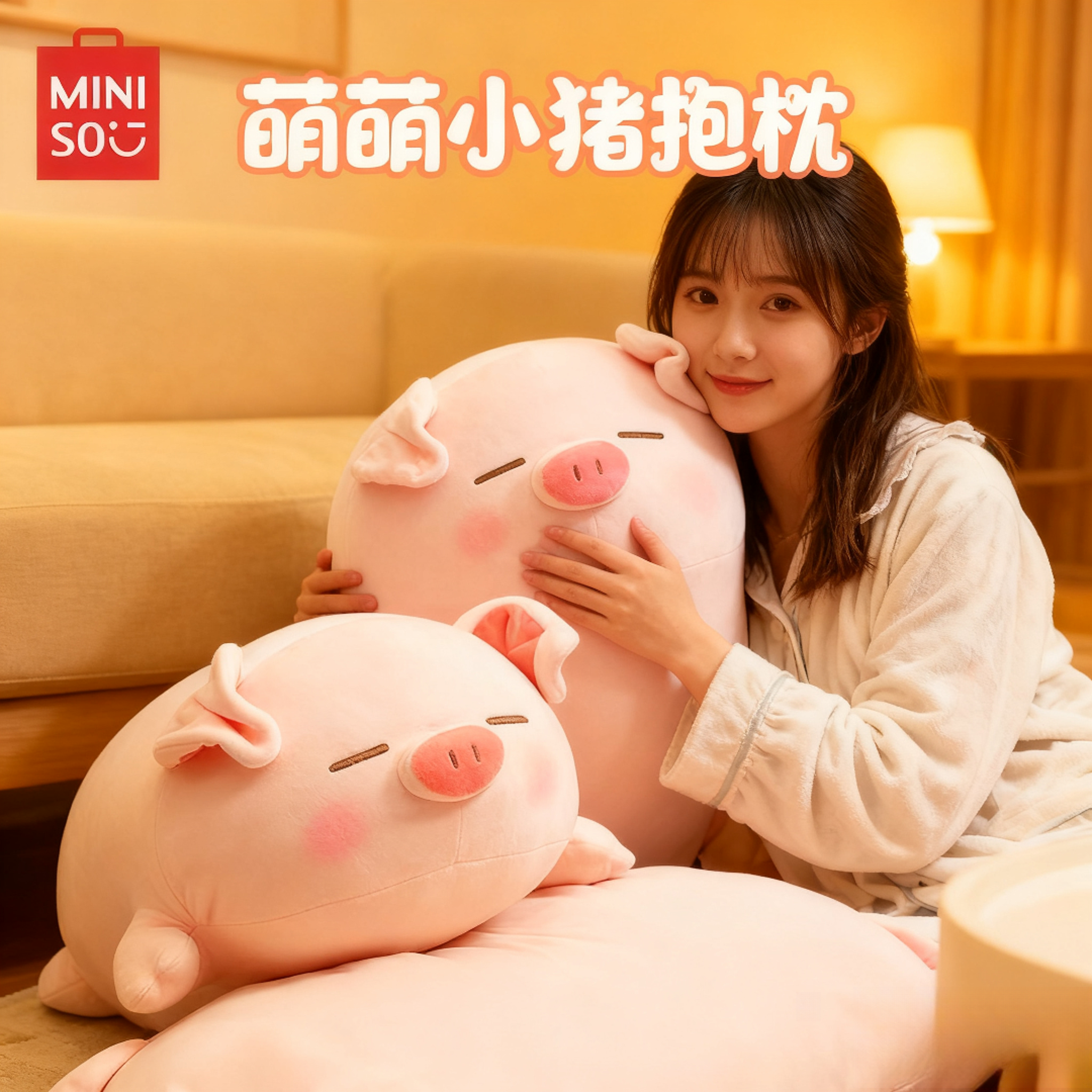 【名创优品】正版阿柴抱枕玩偶-娃娃超柔趴姿儿童生日礼物毛绒公仔