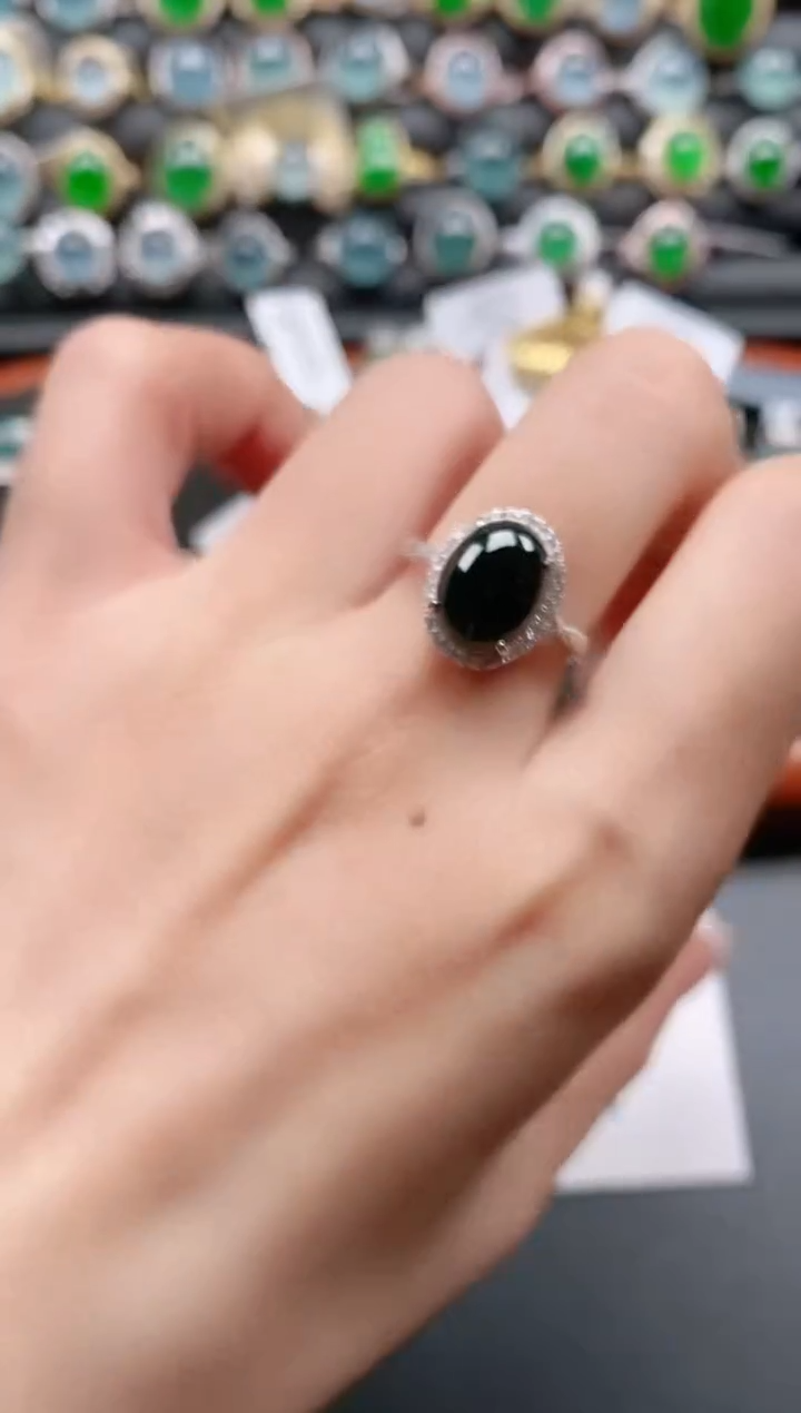 银S925镶嵌戒指翡翠111