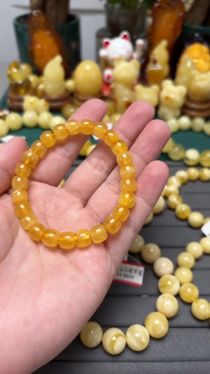 手串琥珀未镶嵌p1俄料微瑕老型手串 9.94克 8+mm
