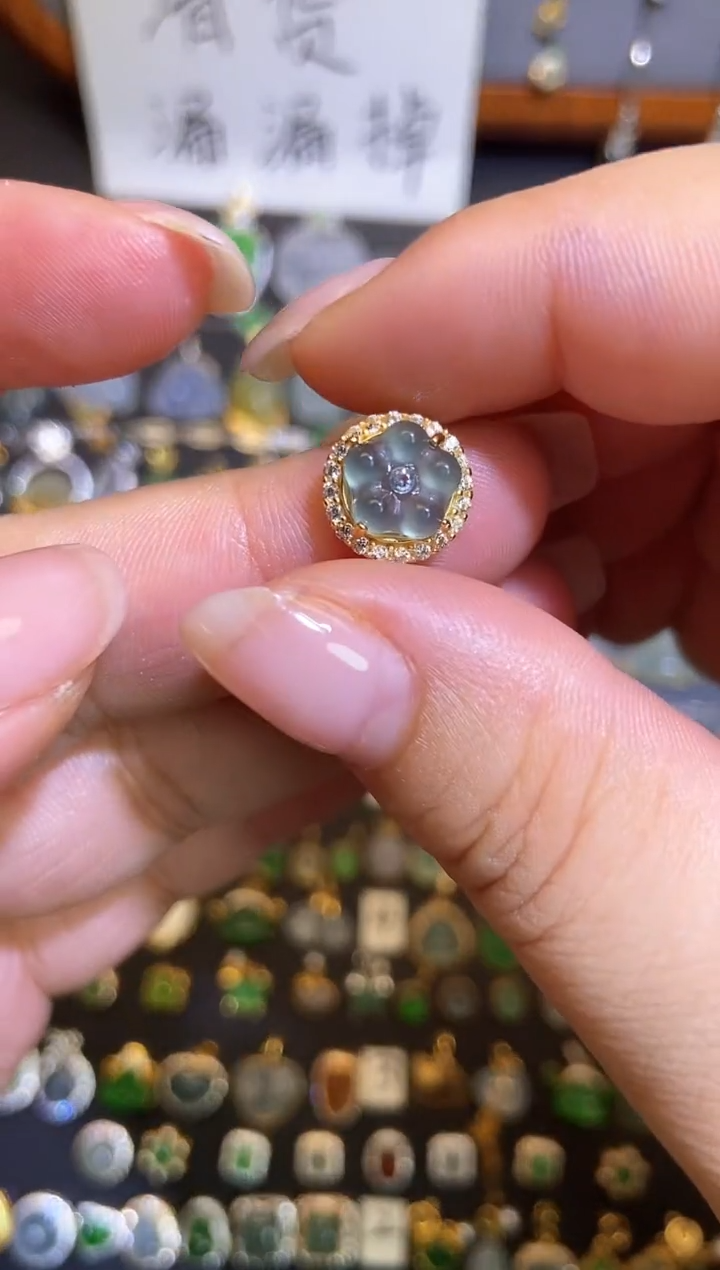 翡翠银S925镶嵌吊坠(不含链)1