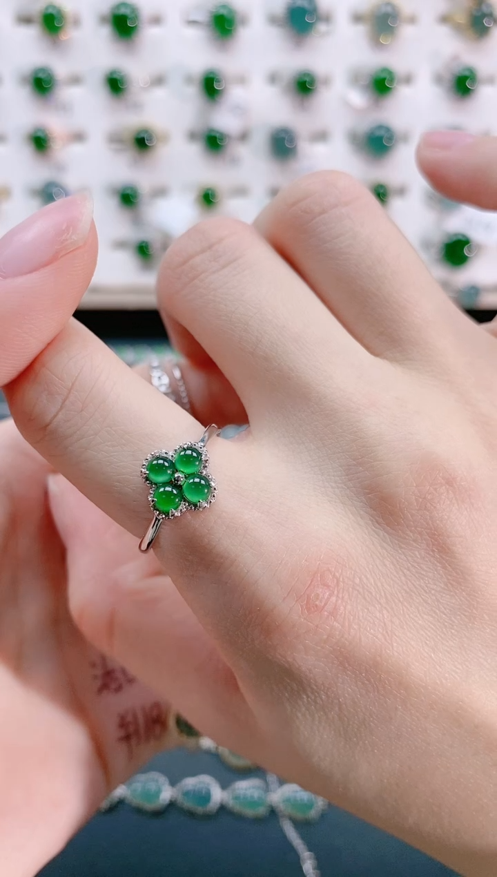【闪购商品】翡翠戒指银S925镶嵌天然翡翠