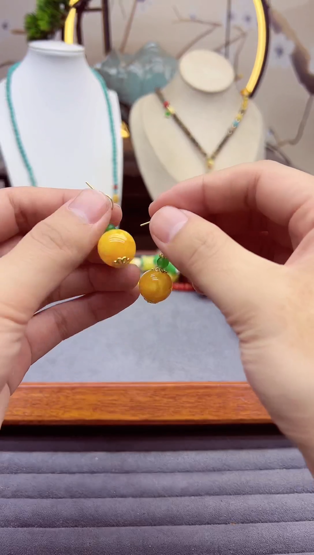 【闪购商品】蜜蜡耳饰14K金镶嵌E230````````