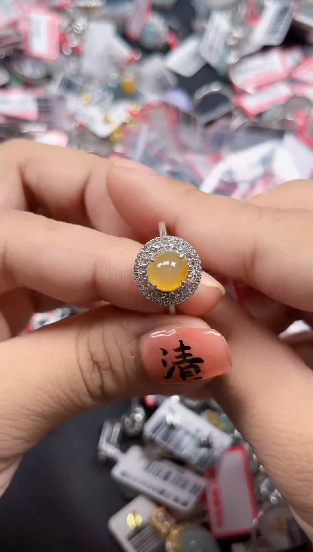 银S925镶嵌戒指翡翠天然A货缅甸翡翠