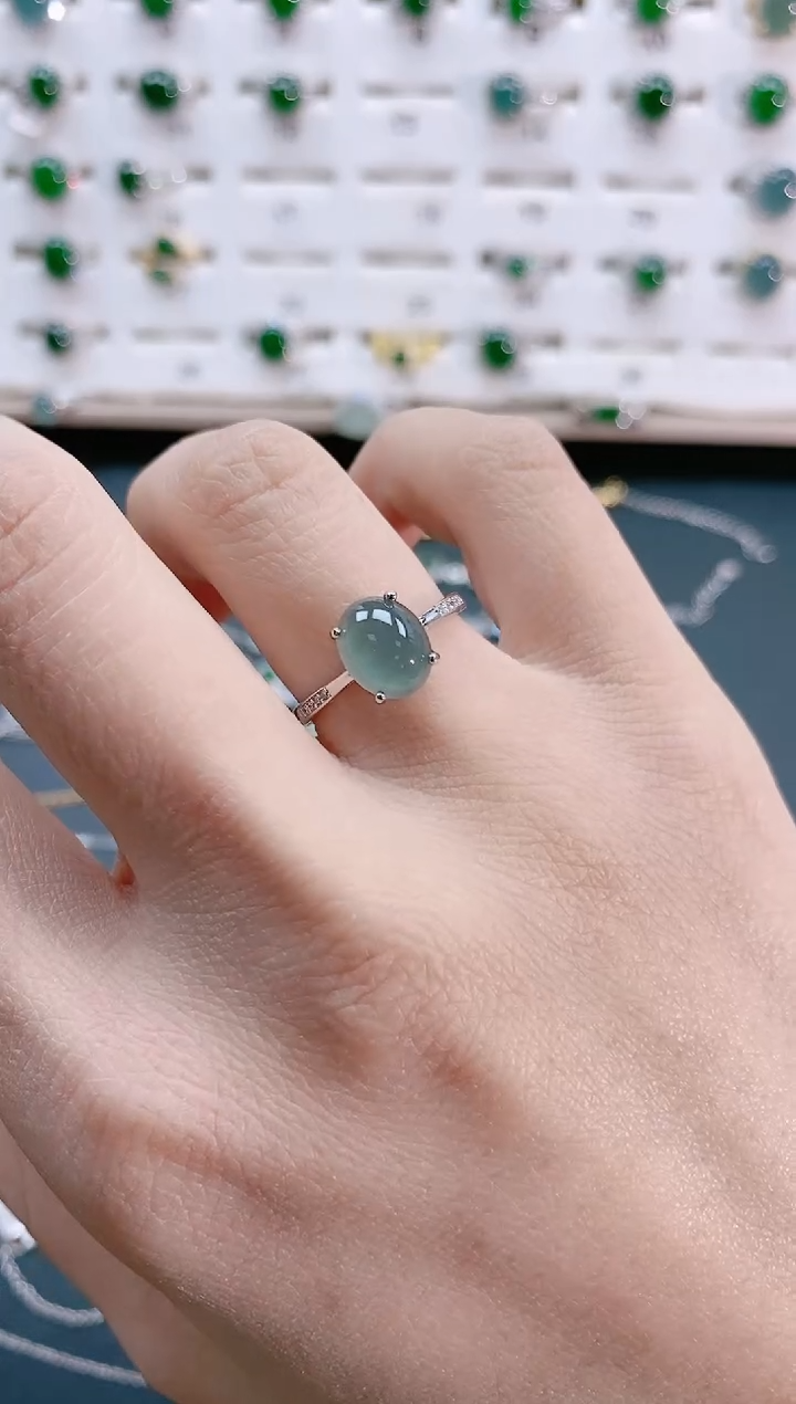 【闪购商品】翡翠戒指银S925镶嵌天然翡翠