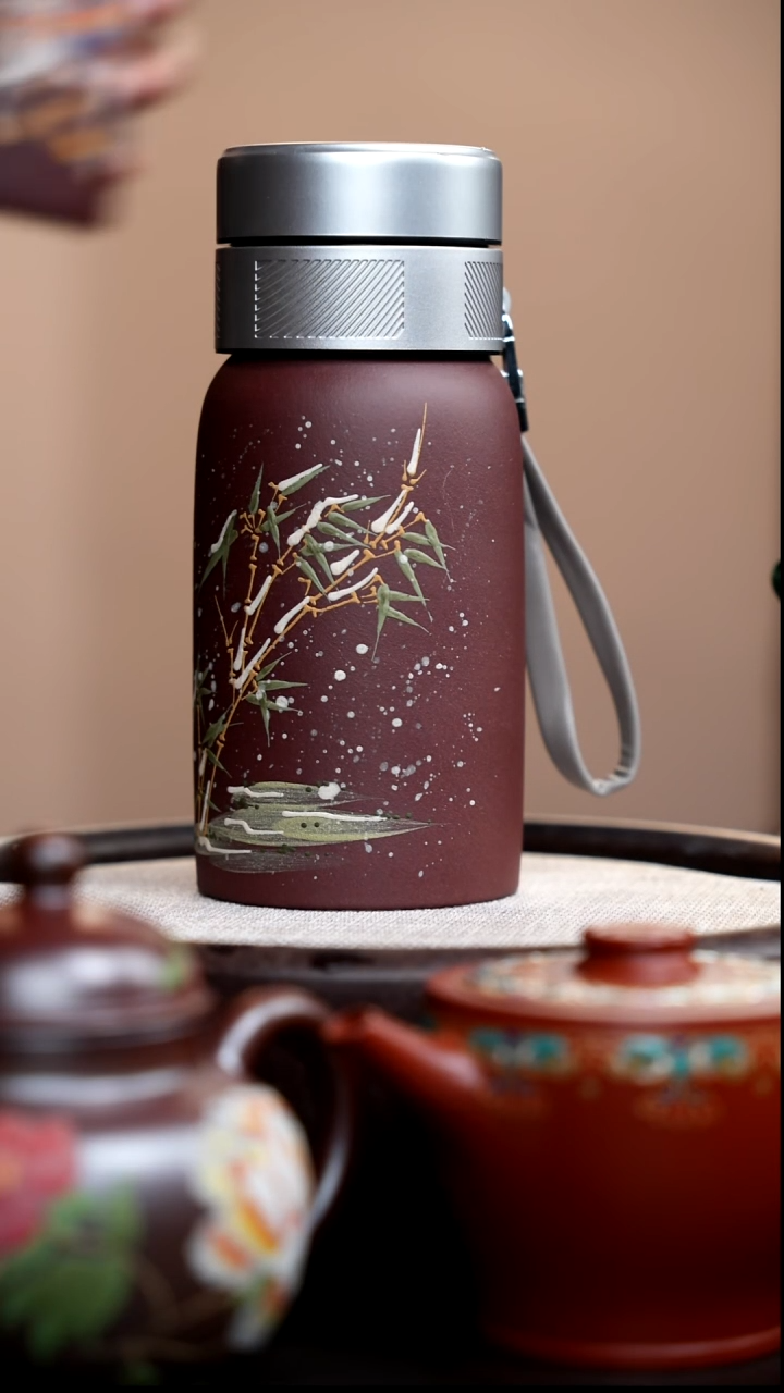 茶壶紫砂紫泥随行杯竹雪
