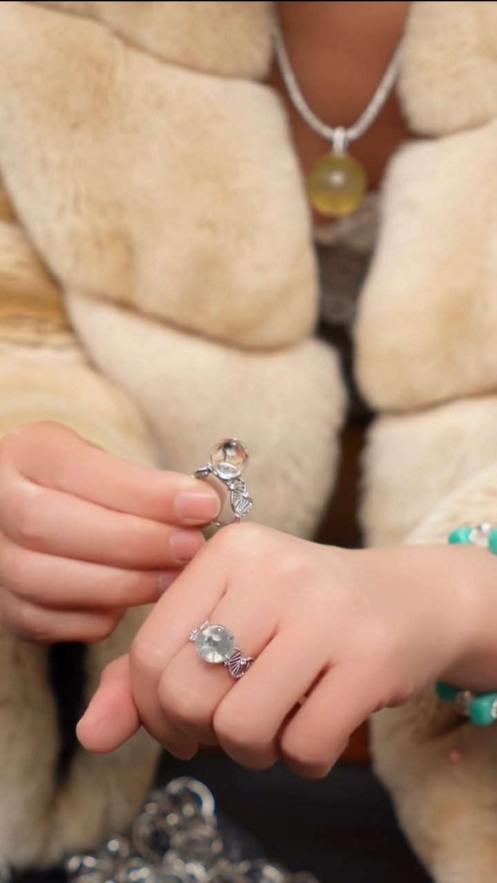 水晶摆件未镶嵌天然白水晶戒指06