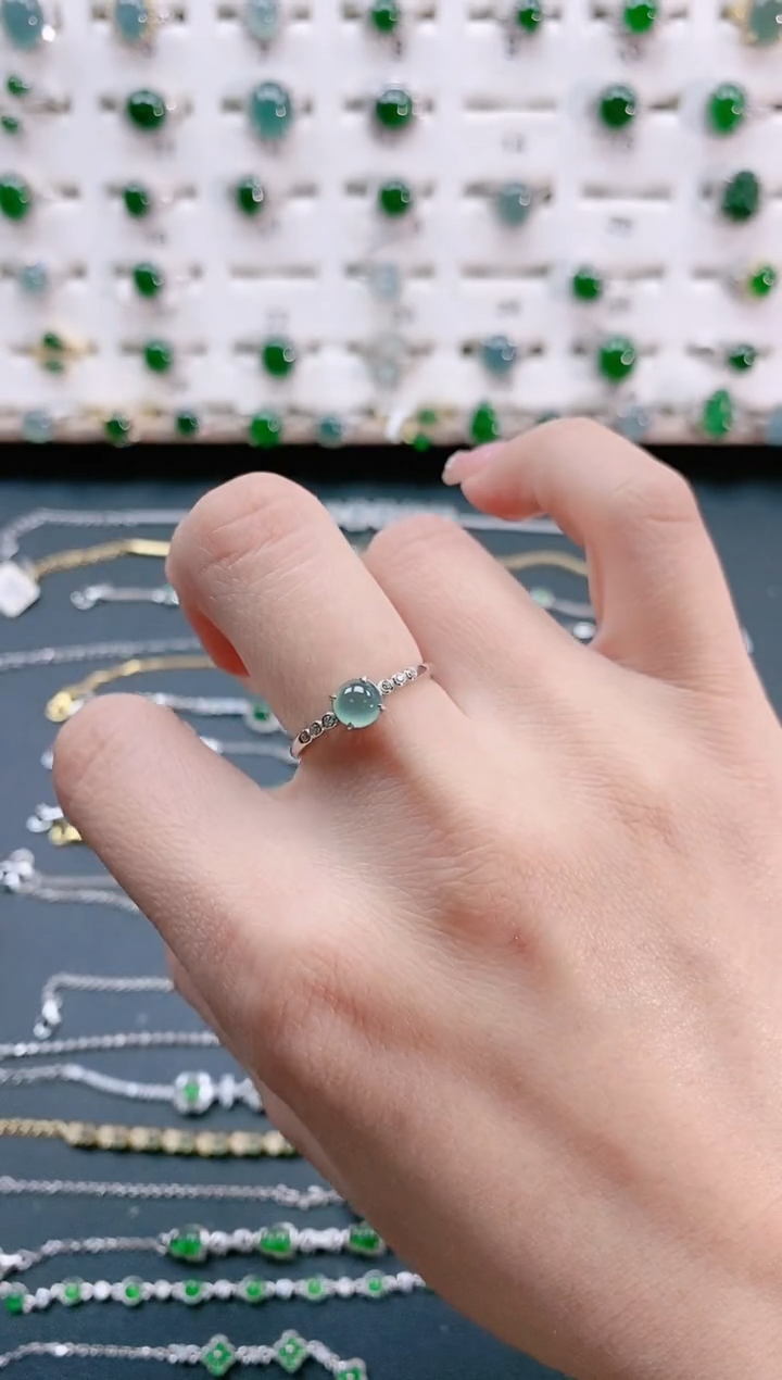 【闪购商品】翡翠戒指银S925镶嵌天然翡翠