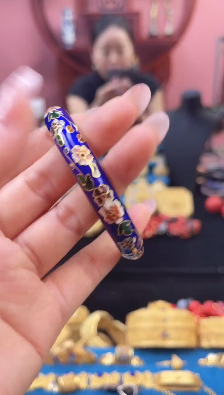 非遗 景泰蓝开口镯 宝蓝