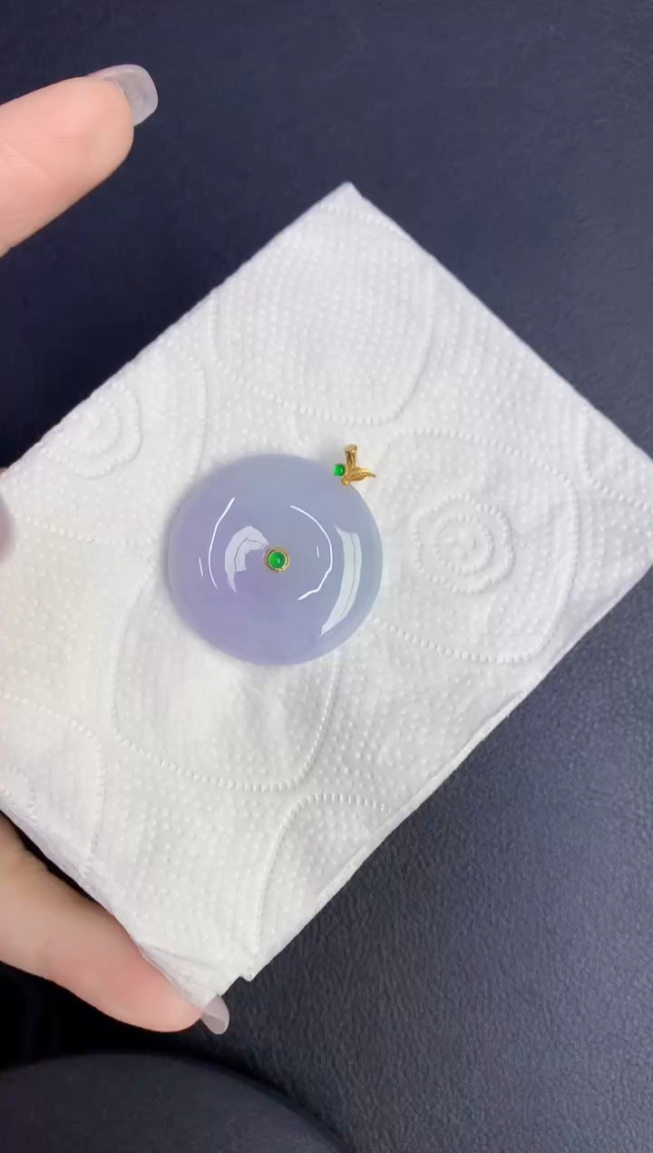 颈饰18K金镶嵌翡翠缅甸天然翡翠A货